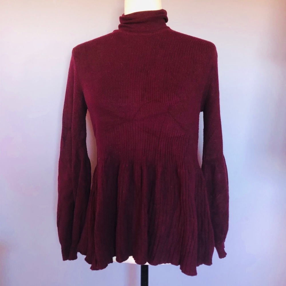 ELLE turtleneck fit and flare purple sweater